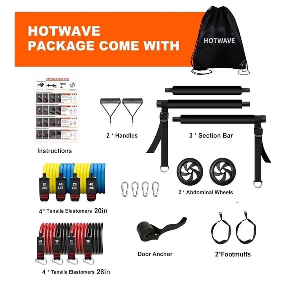 🛍️New HOTWAVE Pilates Bar Exercise System Portable Kit Workout Equipment NIB - Picture 3 of 6